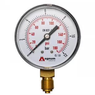 Magnum Manometr 63 mm do reduktorów 0-12 bar z przyłączem dolnym G1/4