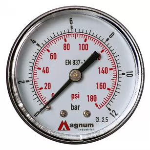 Magnum Manometr 50 mm do reduktorów 12 bar z przyłączem tylnym G1/4